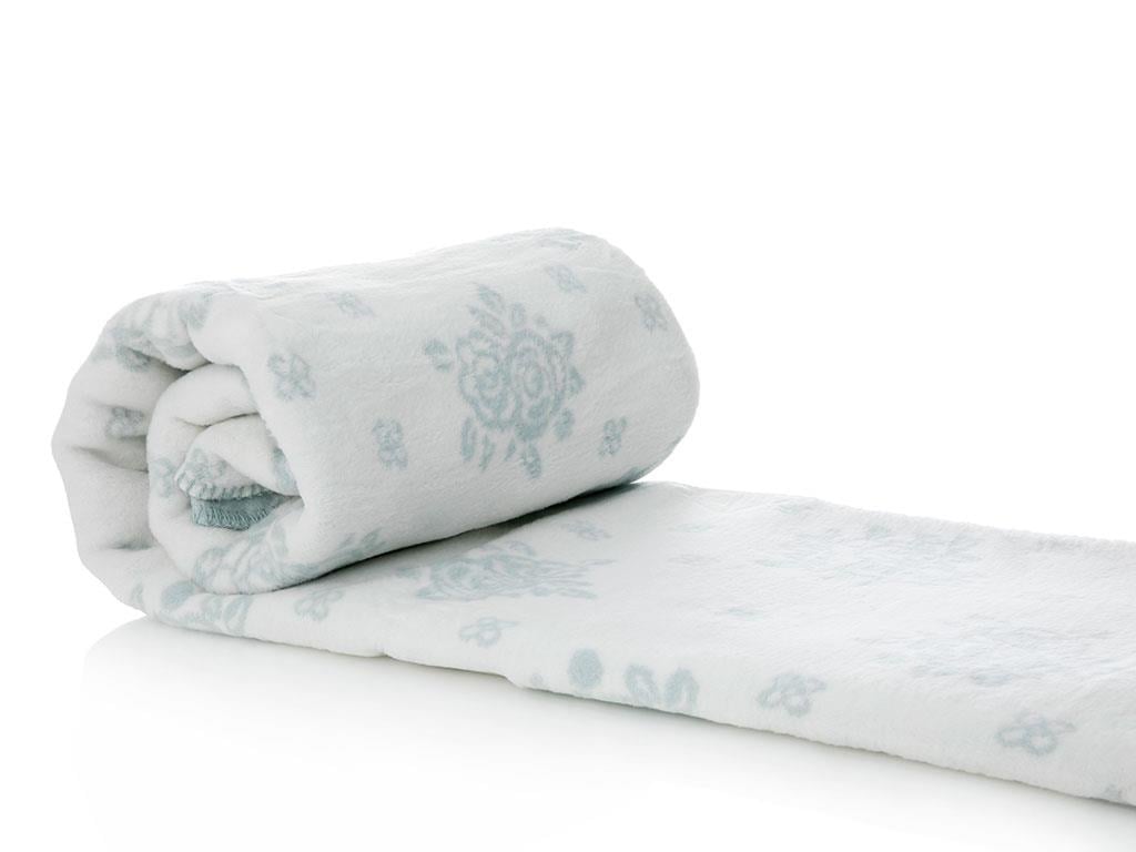 Trandafir romantic Cottony Double Person  PĂTURĂ 200x220 cm Albastru Deschis
