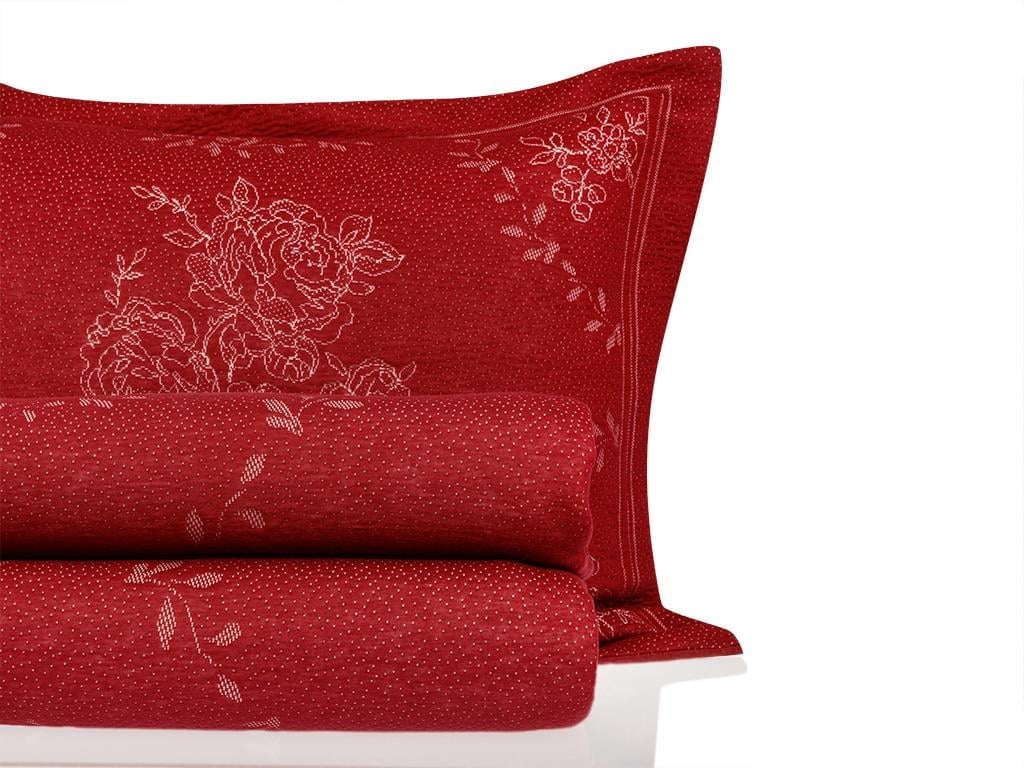 Trandafirul maiestuos  Împletitură Pentru o persoana  SET CUVERTURĂ DE PAT 160x240 cm Rosu bordo
