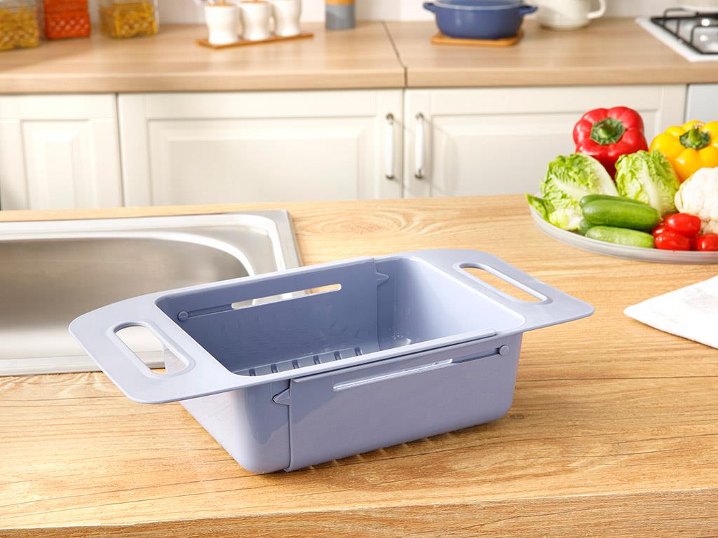 Trendy Plastic Adjustable Sink Strainer Strainer 48x19x8 cm Blue