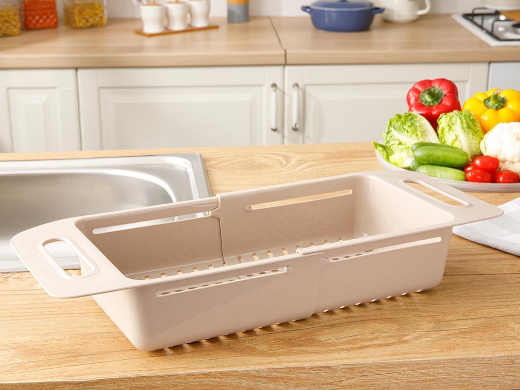 Trendy Plastic Adjustable Sink Strainer Strainer 48x19x8 cm Beige