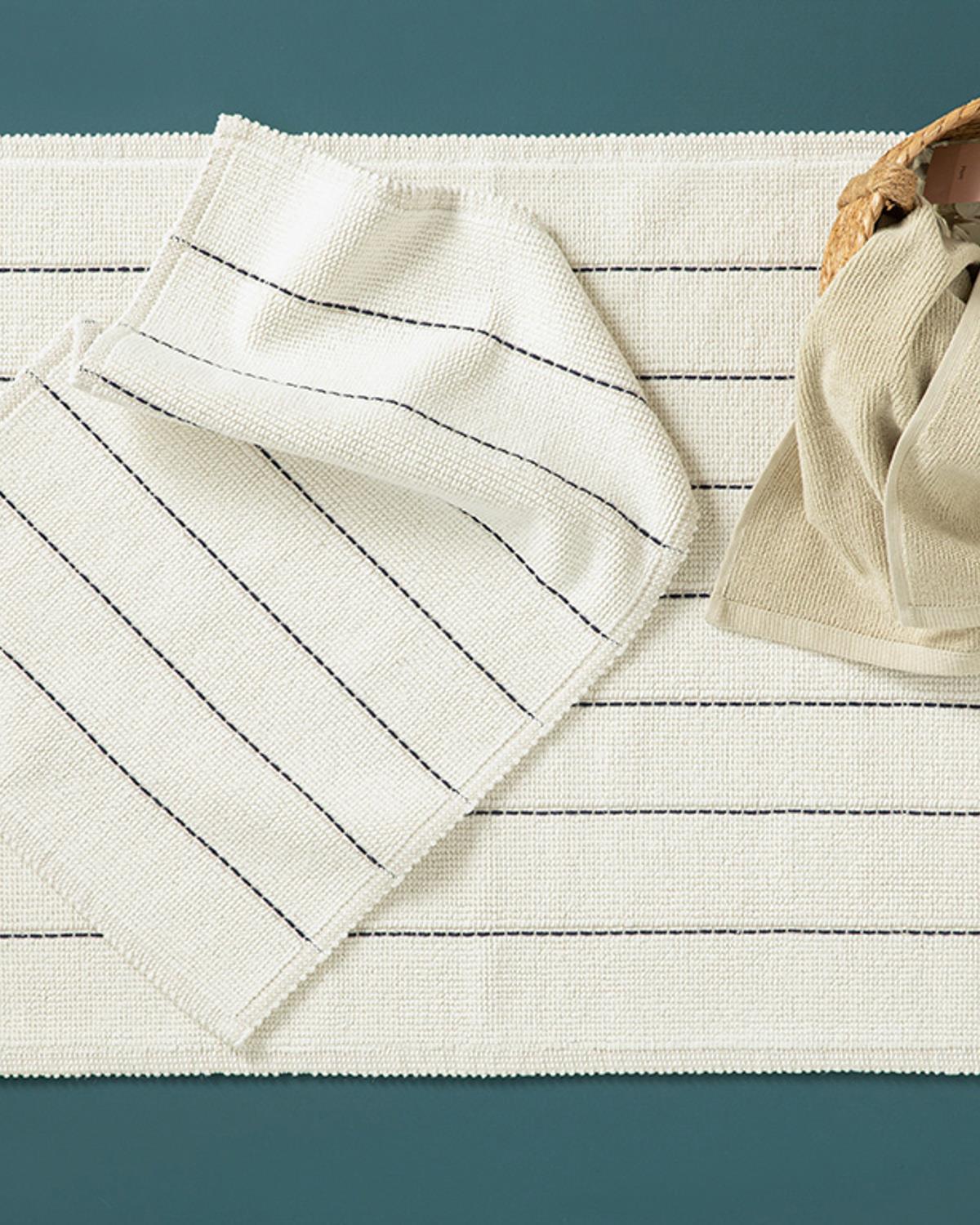 Tressy Cottony Striped Bath Mat Set 60x90+40x60 Ecru