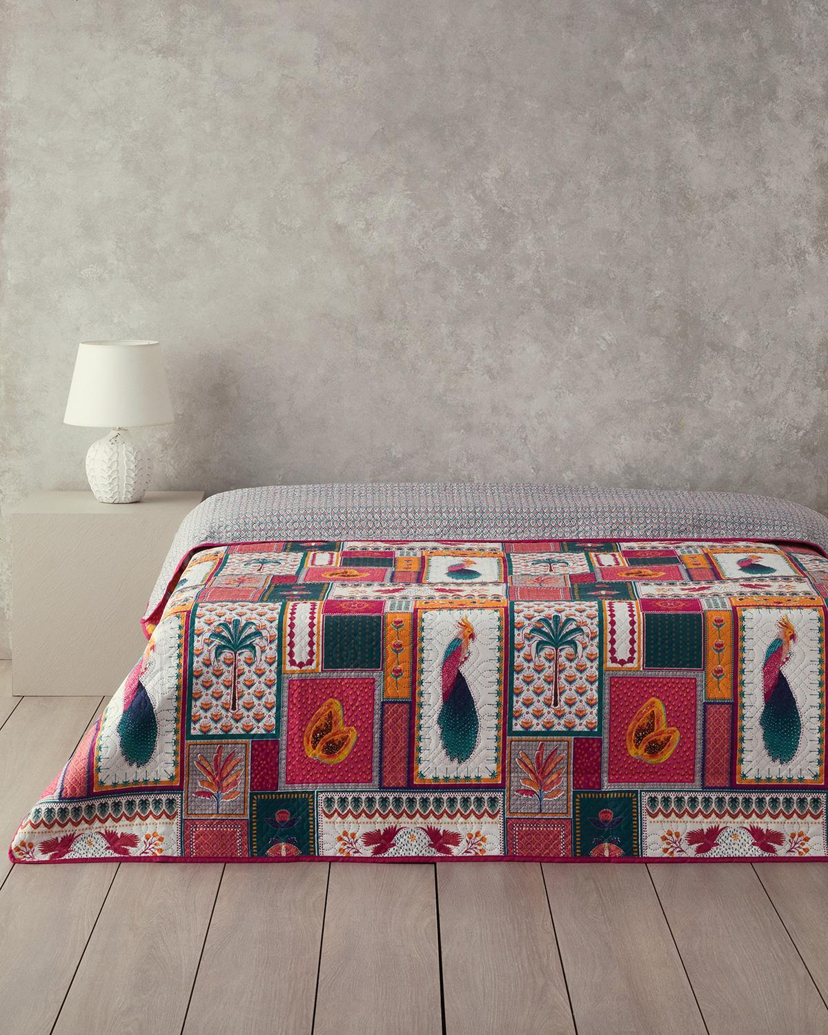 Tropic Patch Single Cuvertură Multifuncțională 160x220 cm Roz închis