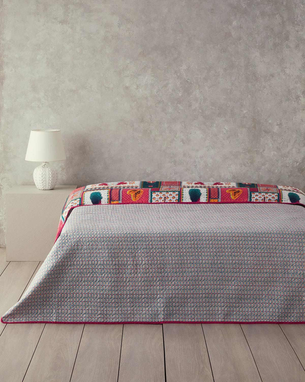 Tropic Patch Single Cuvertură Multifuncțională 160x220 cm Roz închis