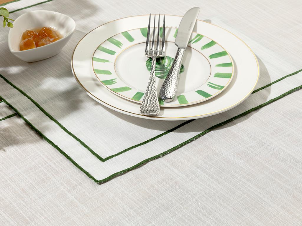 Tropical Polyestere 2 Set Place Mat 35x50 cm White-Green