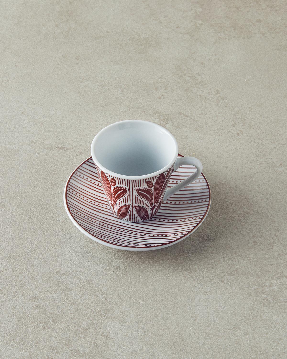 Tulipe 4 Piese 2 Persoane Set De Cești De Cafea 80 ml Bordo