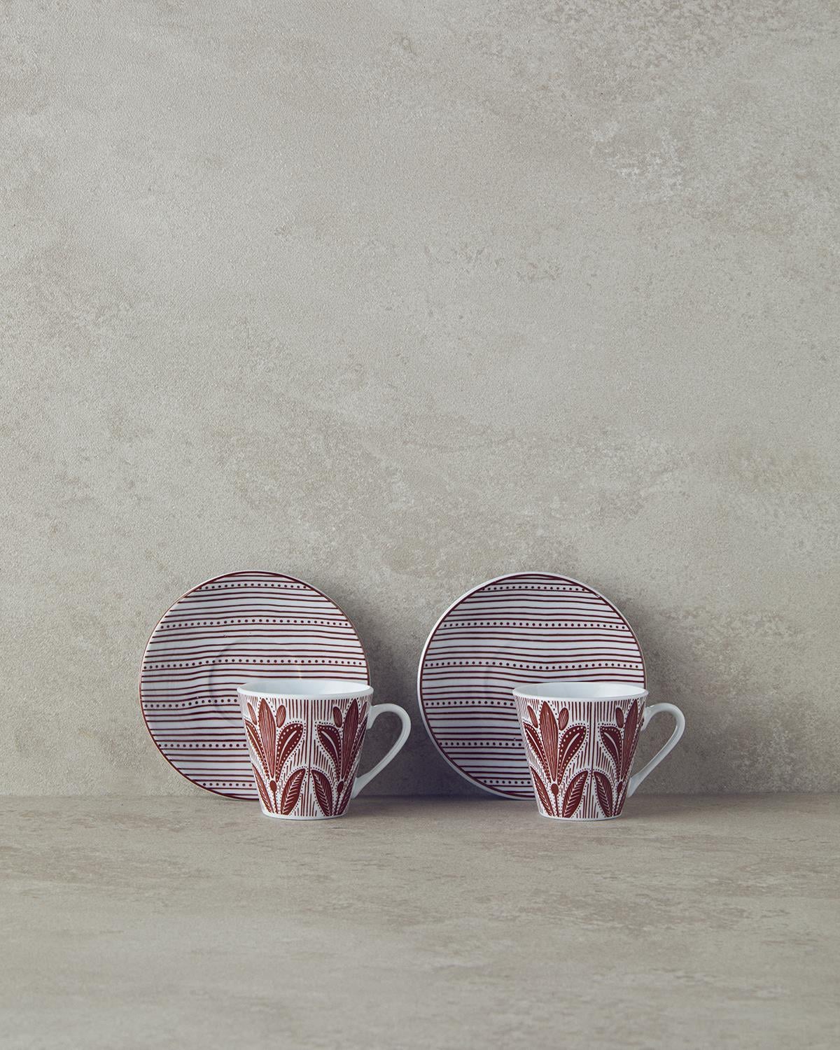 Tulipe 4 Piese 2 Persoane Set De Cești De Cafea 80 ml Bordo