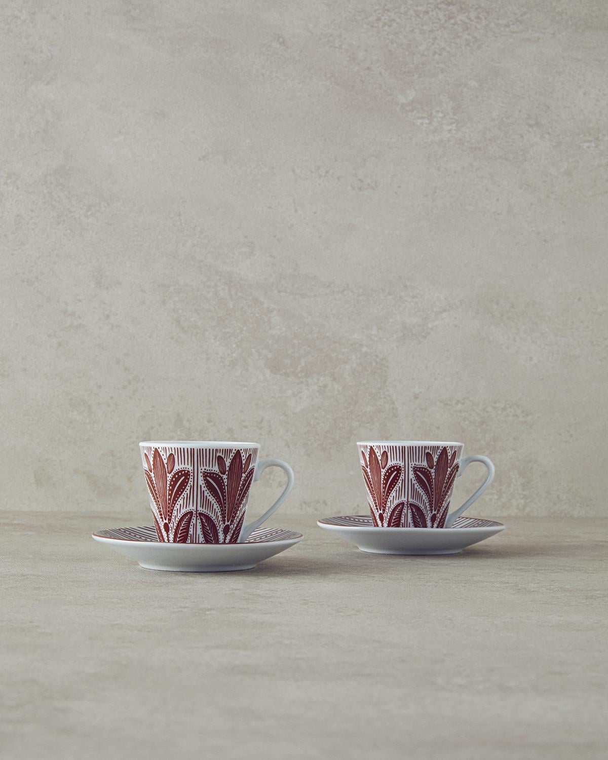 Tulipe 4 Piese 2 Persoane Set De Cești De Cafea 80 ml Bordo