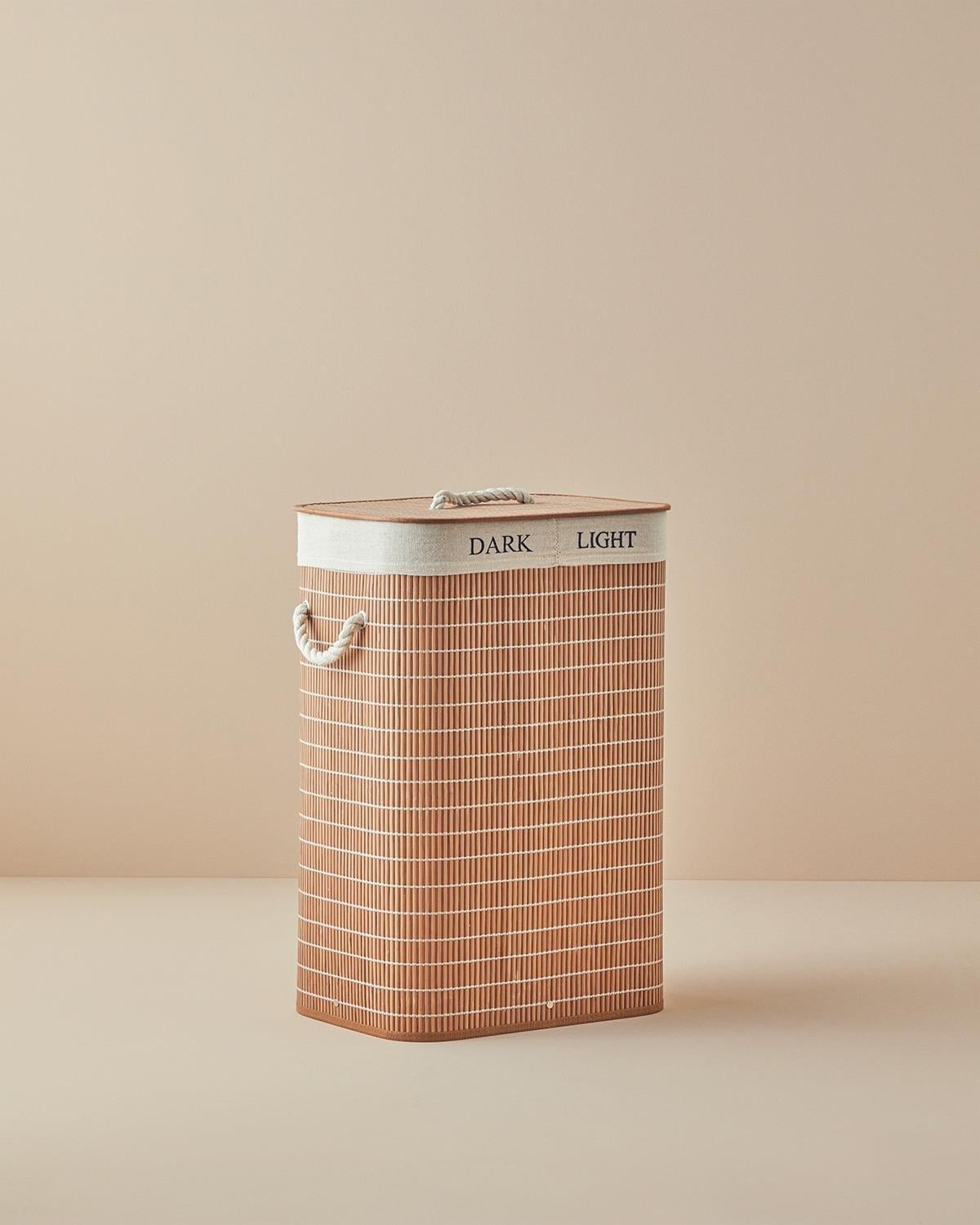 Urbann Bamboo Foldable Two-Compartment Laundry Basket 40x30x60 cm Brown