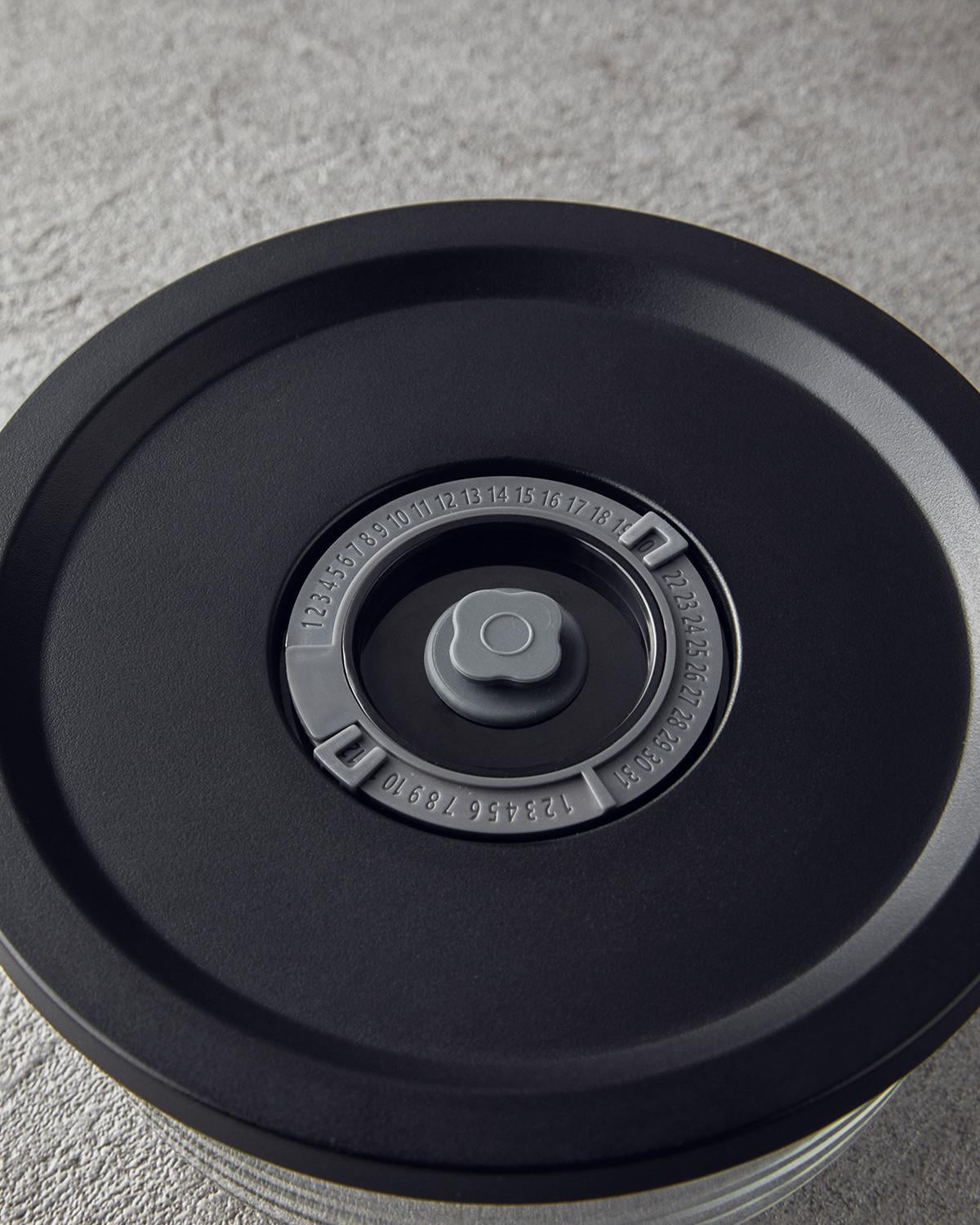Vacuum Pro Lock Sticlă Aparat De Vidare Cu 7 Piese Recipient Depozitare 820 + 1550 + 2700 ml Negru