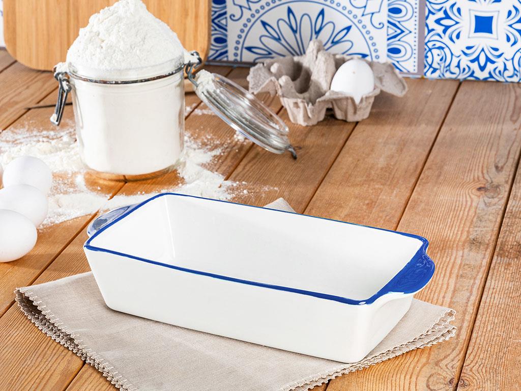 Vanity Porcelain Square Oven Cover White-Blue