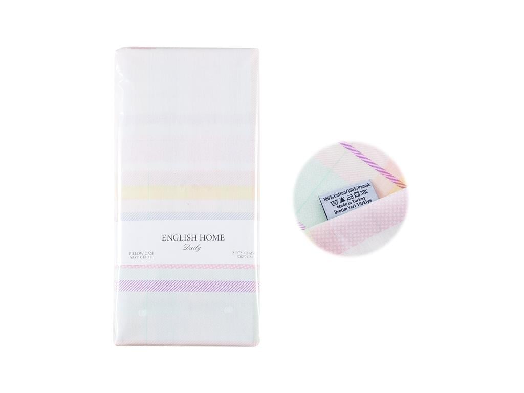 Verificare pastel Cottony Set 2  FAȚĂ DE PERNĂ 50x70 cm Pink