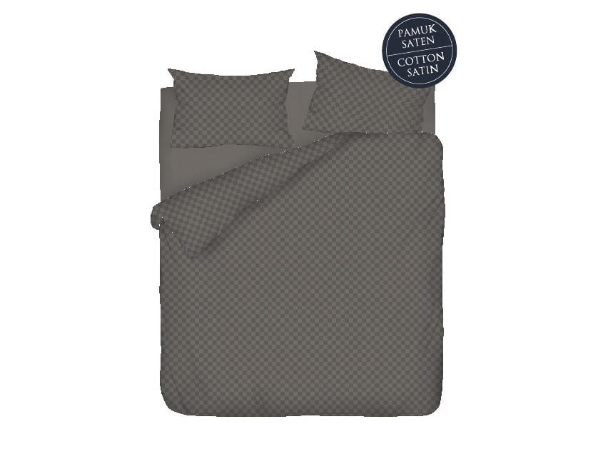Verificare rustică Satin De Bumbac King Size Set Lenjerie De Pat 240*220 Cm Cafea