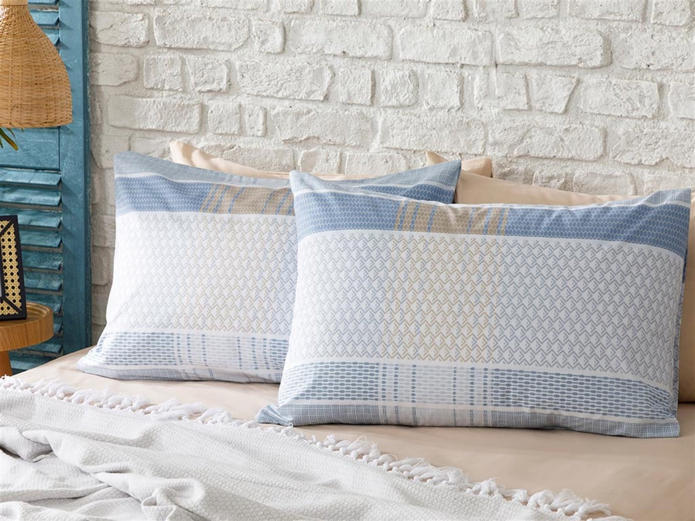 Verificare urbană 57 Tel / 144 Numărul de fir 2 set 50x70 cm Albastru