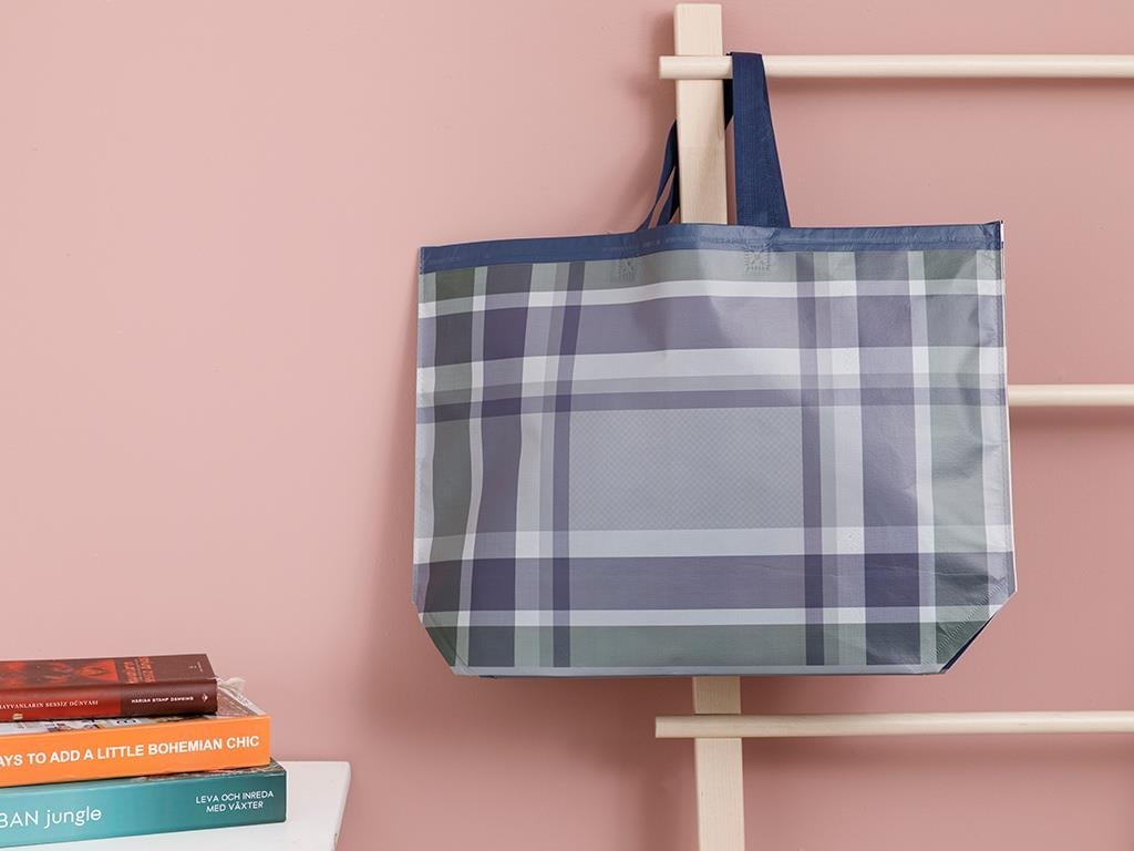 Checked Shopping Bag 54,5x38 cm Purple