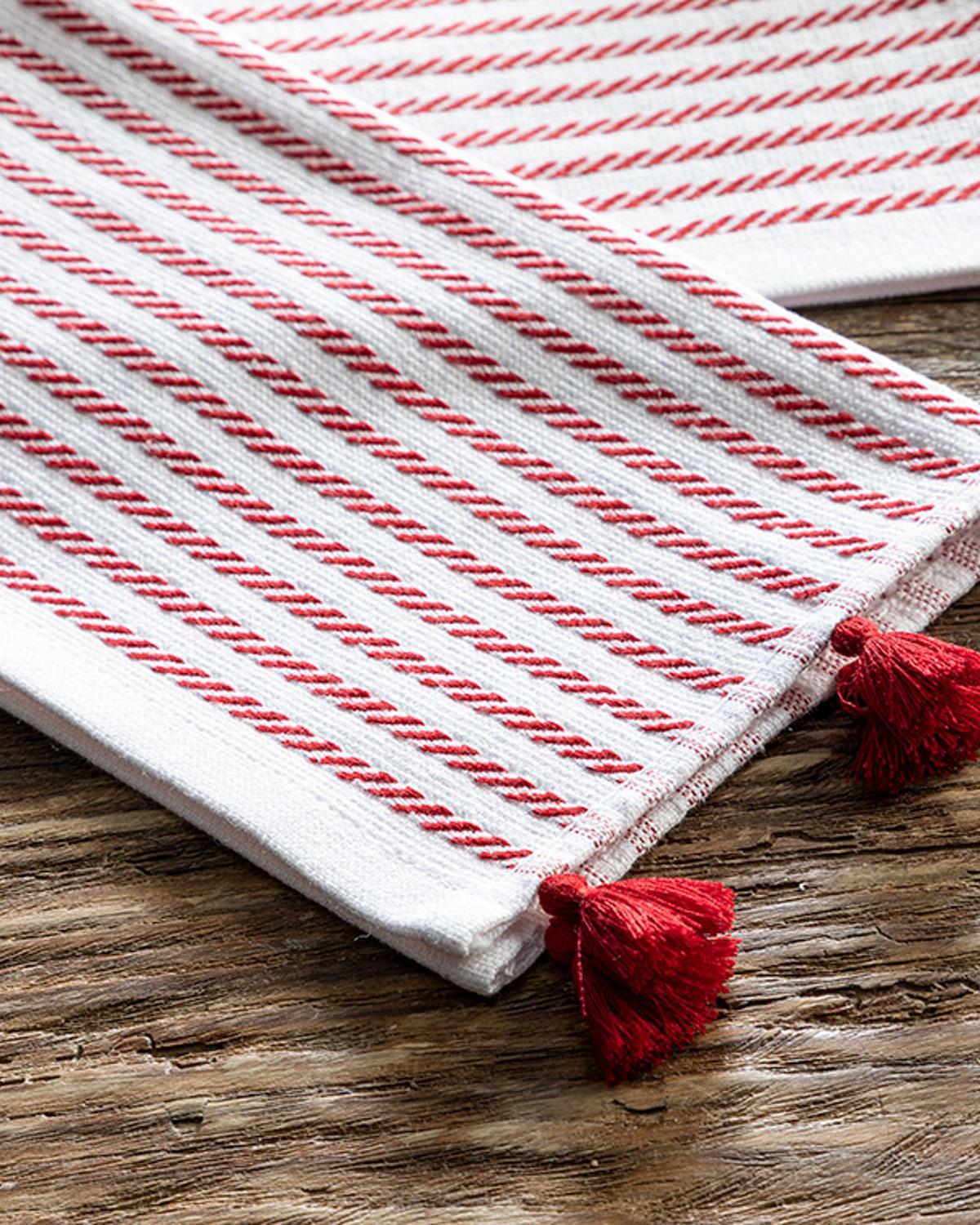 Vertical Cotton Fringed Drying Cloth 30x50 cm Red