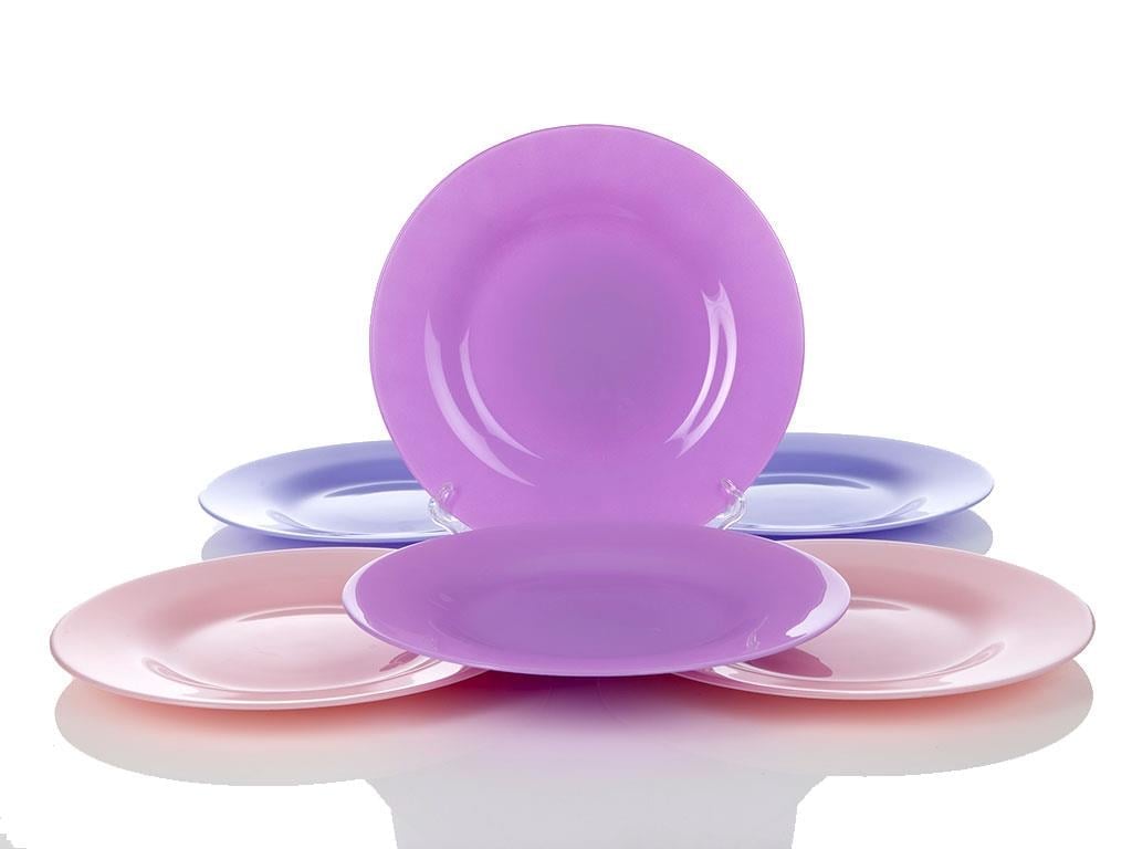Rosy Life Glass 6 pcs Service Plate 26 cm Colored