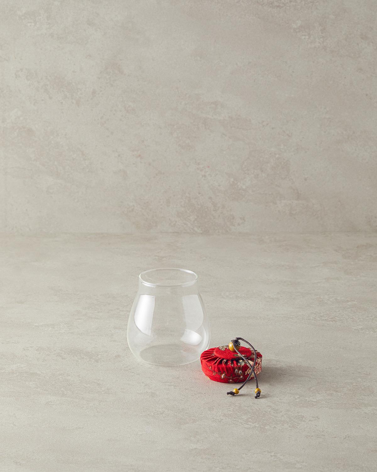 Vintage Borosilicat Borcan 430 ml Roșu