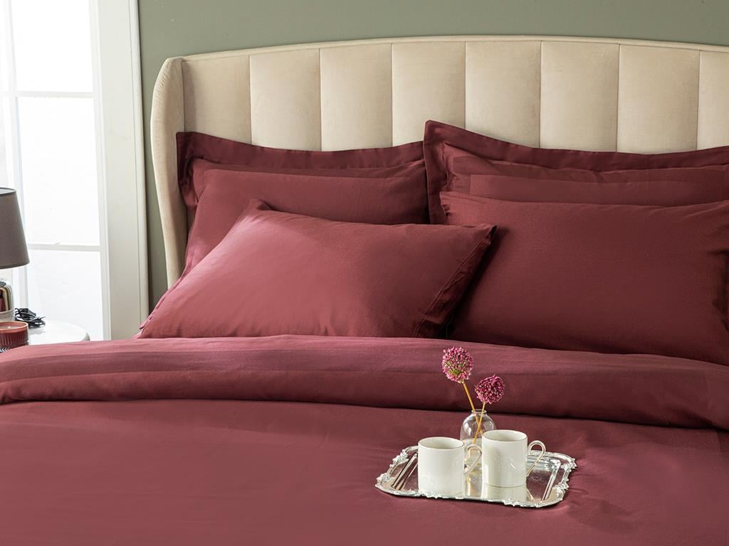 Vivian Set De Așternuturi Pentru Pilotă Dublu 4 Perne, Satin De Bumbac Înrămat, 200*220 Cm, Cafea - Roz Pudră