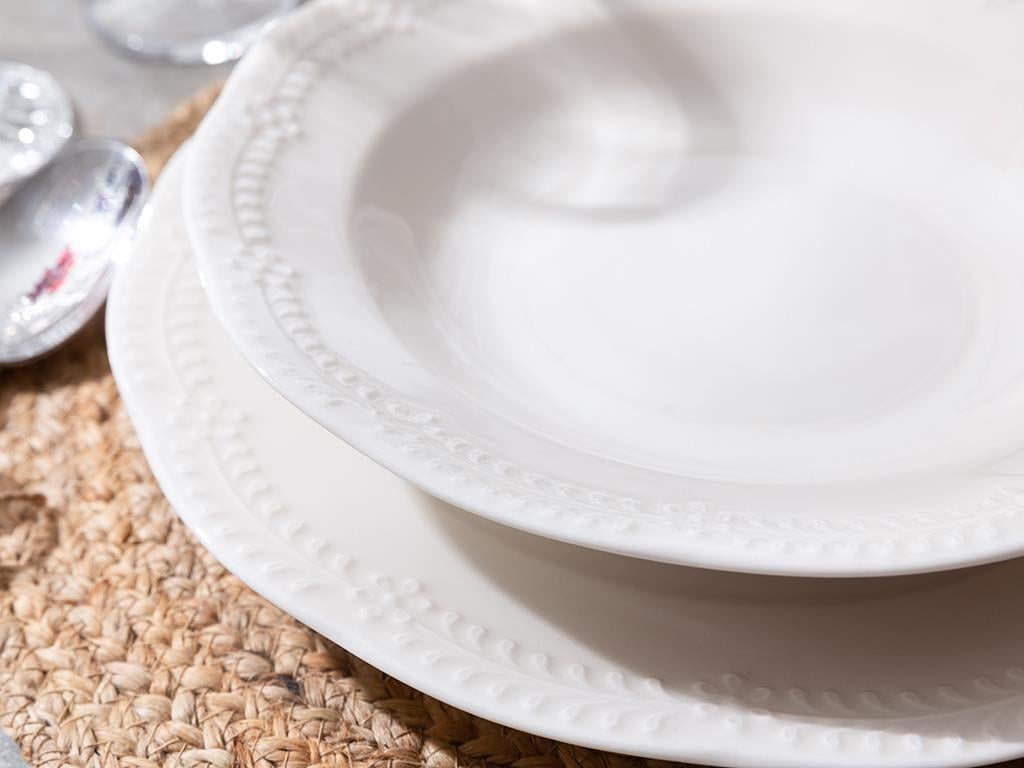 Viyana Porcelain Dinner Plate 23 cm Light Cream