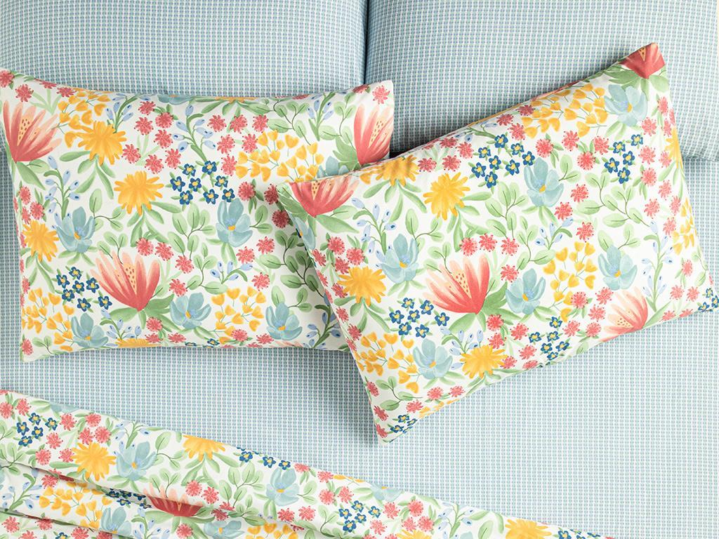 Water Lily Față De Pernă Set 2, Ușor De Calcat, 50*70 Cm, Albastru-Maro