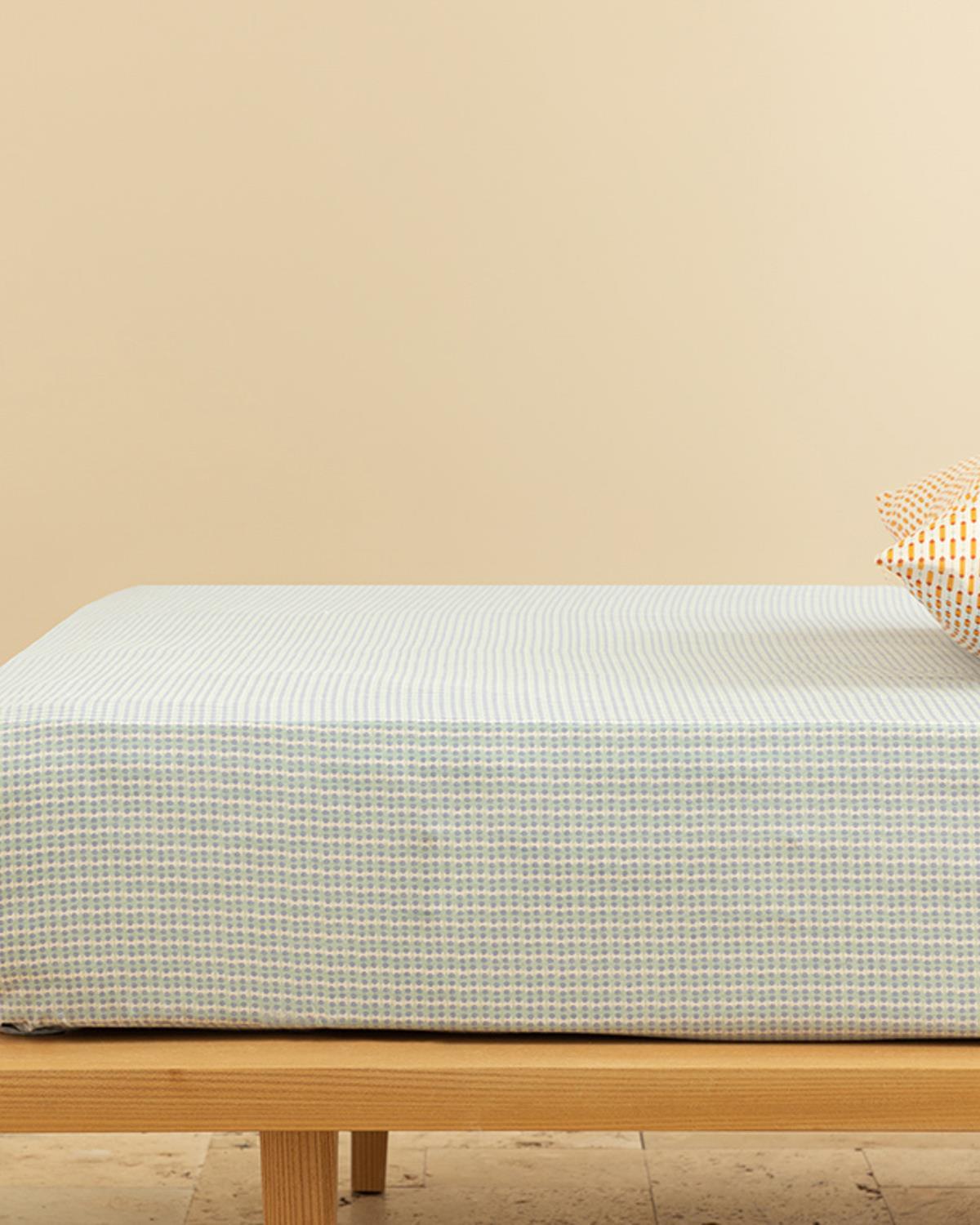 Wave Dots Cearșaf Single, Ușor De Calcat, 160*240 Cm, Albastru Colbalt