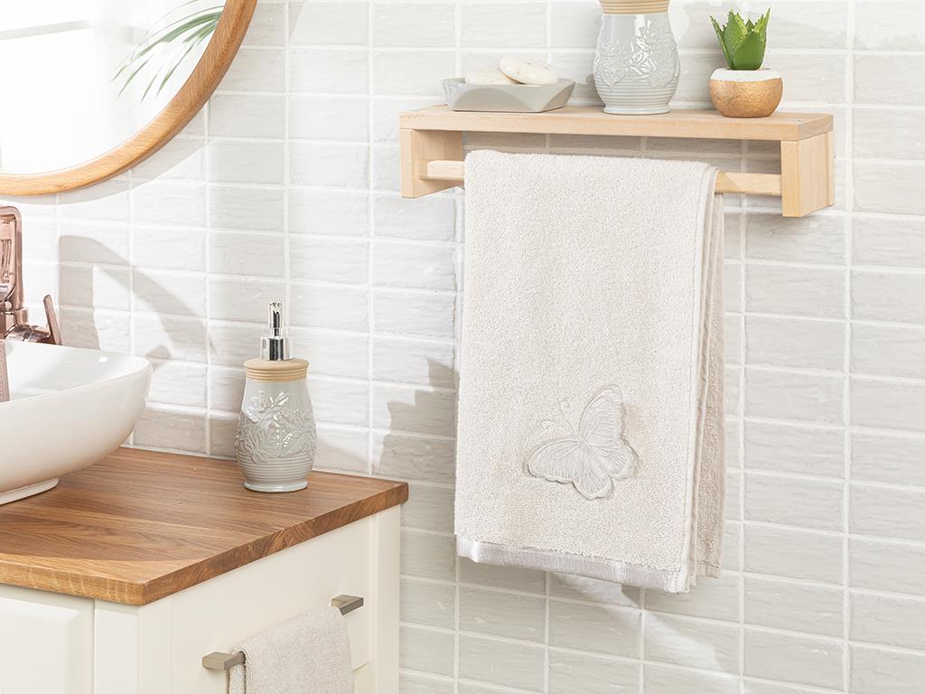 White Butterfly  Cu broderie Nakışlı  PROSOP DE FAȚĂ 50x80 cm Beige
