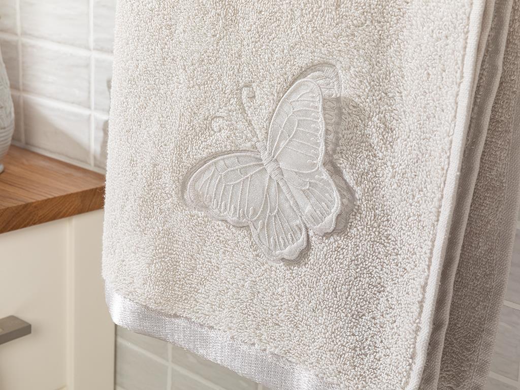 White Butterfly  Cu broderie Nakışlı  PROSOP DE FAȚĂ 50x80 cm Beige