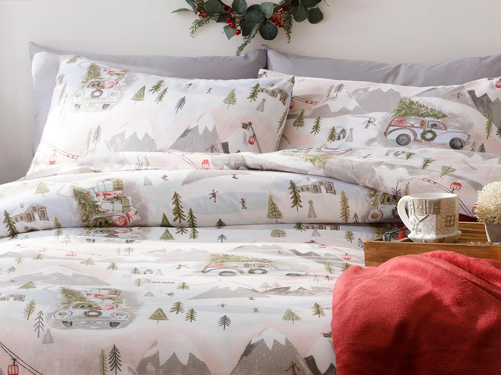 Winter Holiday Bumbac Double Person  SET LENJERIE DE PAT 200x220 cm Pink