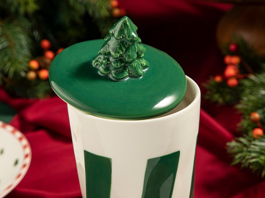 Winter Stripes Porcelain Double Wall Travel Mug 360 ml Green