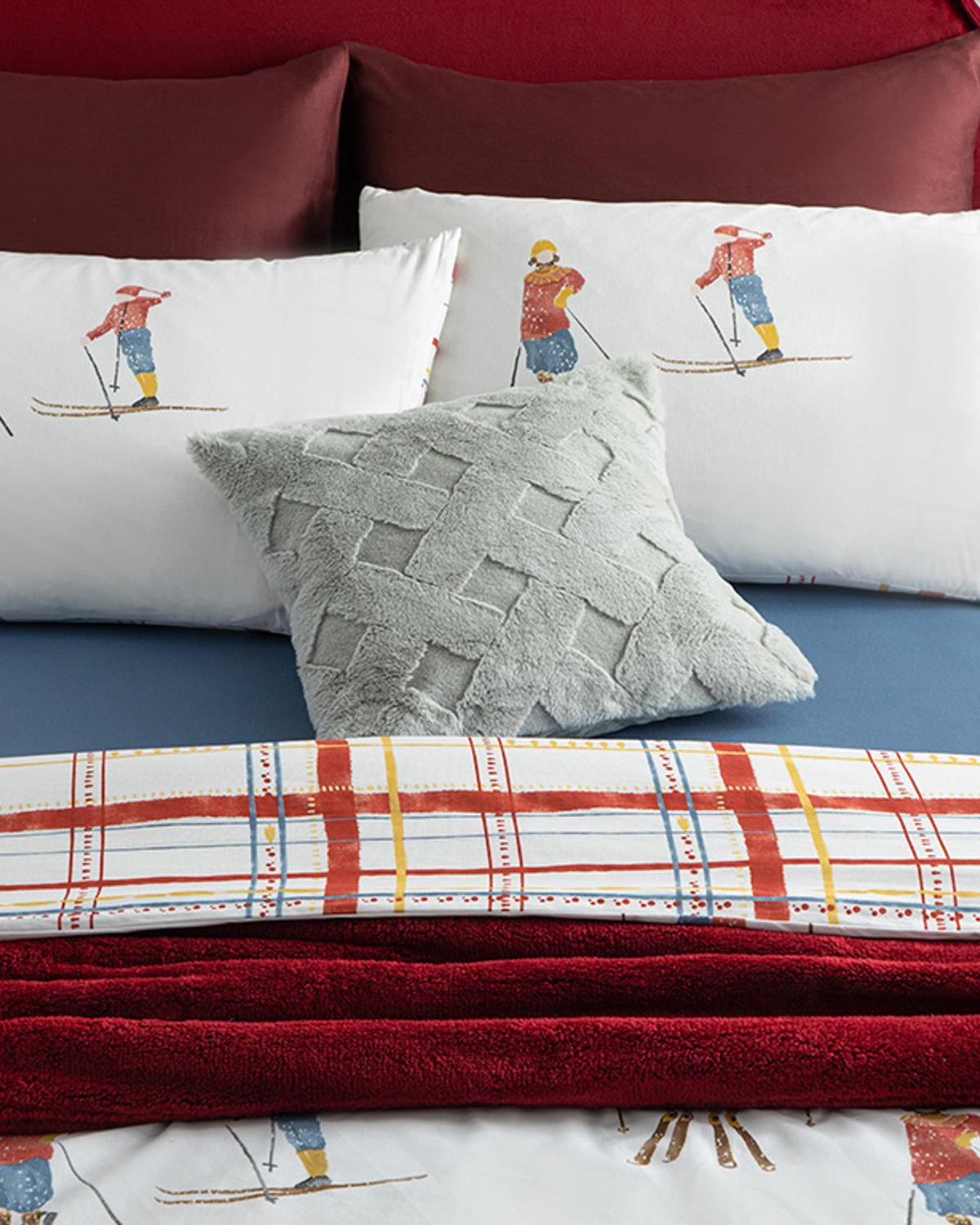 Winter Vacay Bumbac Single Set Lenjerie De Pat 160x220 cm Roșu
