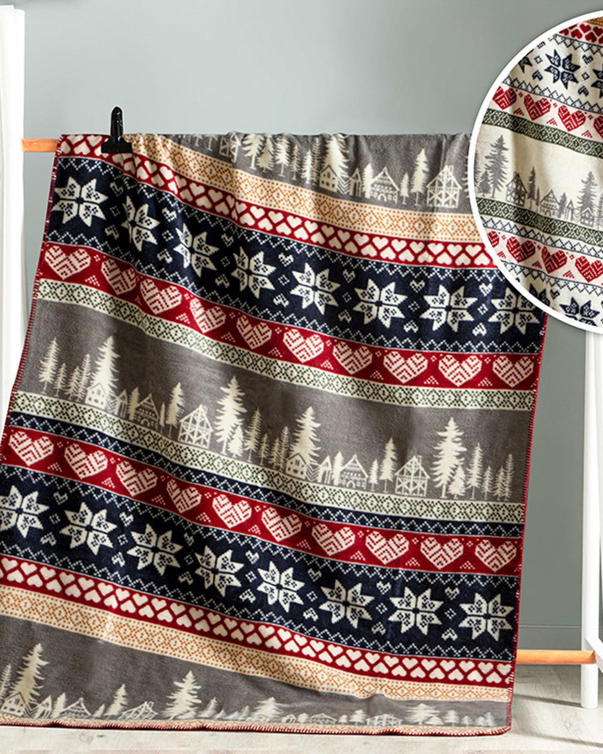 Winterfell Krm Acrilic Pătură Televizor 130x170 cm Bleumarin - Roșu