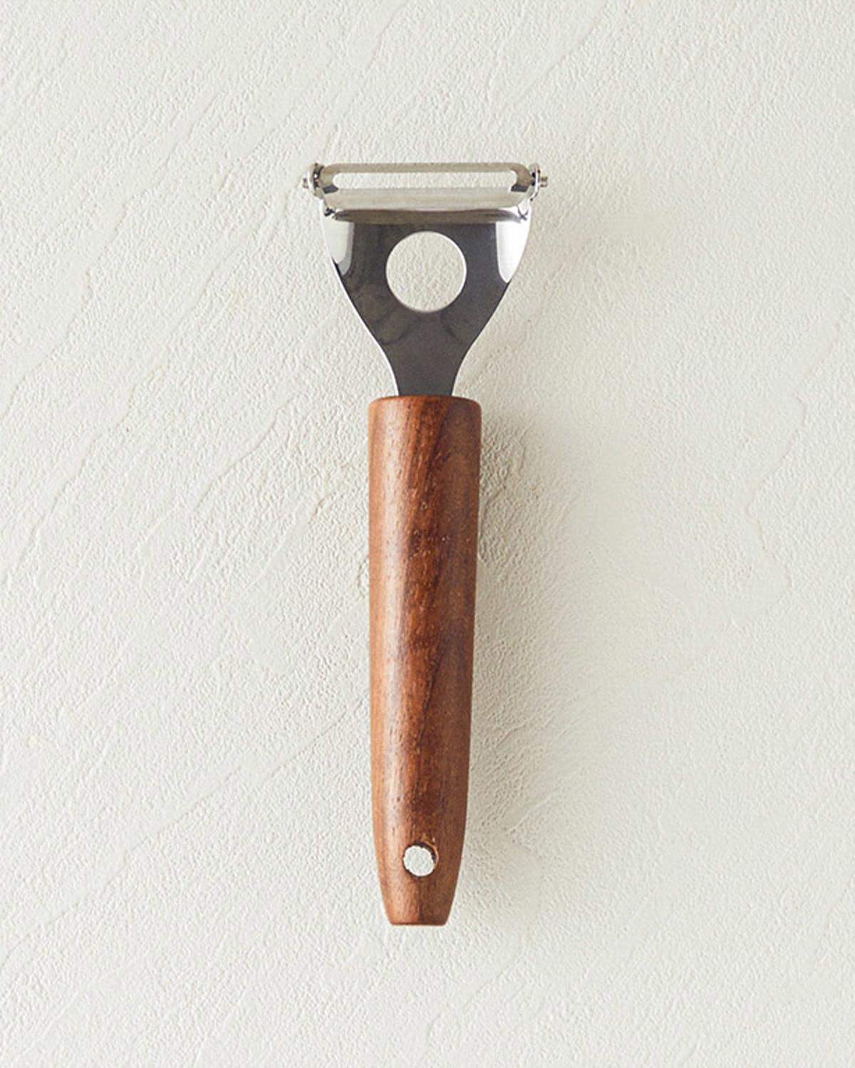 Woody Peeler Oțel Aparat De Curățat Fructe Și Legume Ustensilă Bucătărie 12 cm Cafeniu