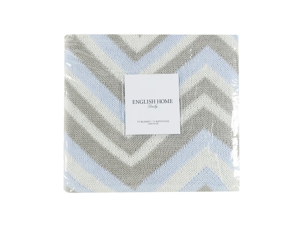 Zigzag Acril  PĂTURĂ TV 120x170 cm Albastru.