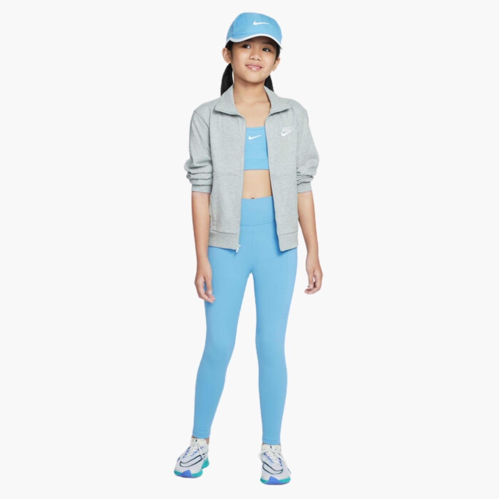 Nike One Dri-FIT Yüksel Bel Genç Kız Taytı - Mavi