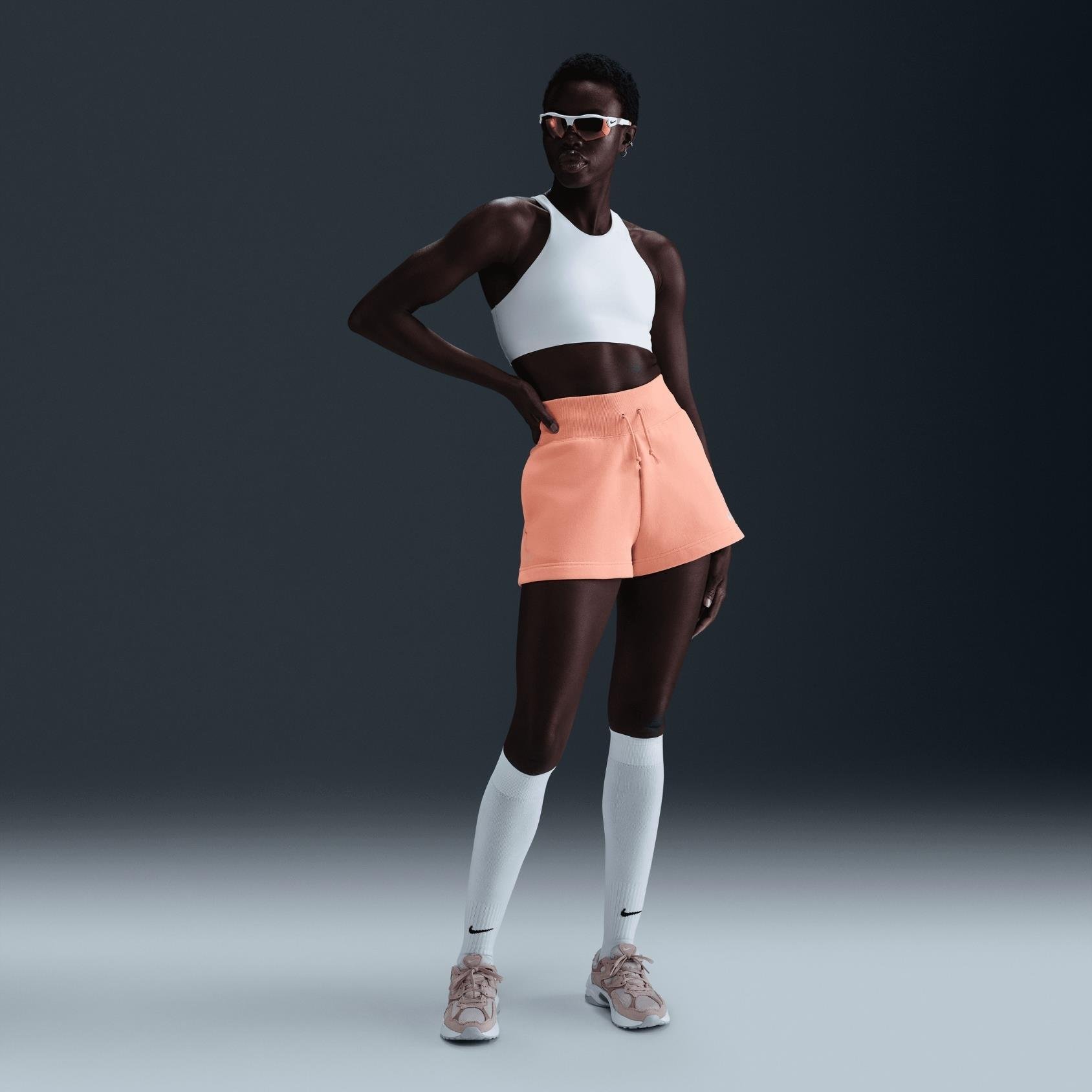 Nike Sportswear Phoenix Fleece Yüksel Belli Bol Şort - Somon