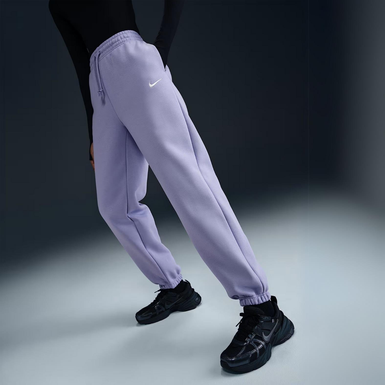 Nike Sportswear Phoenix Yüksek Belli Bol Kesim Eşofman Altı - Lila