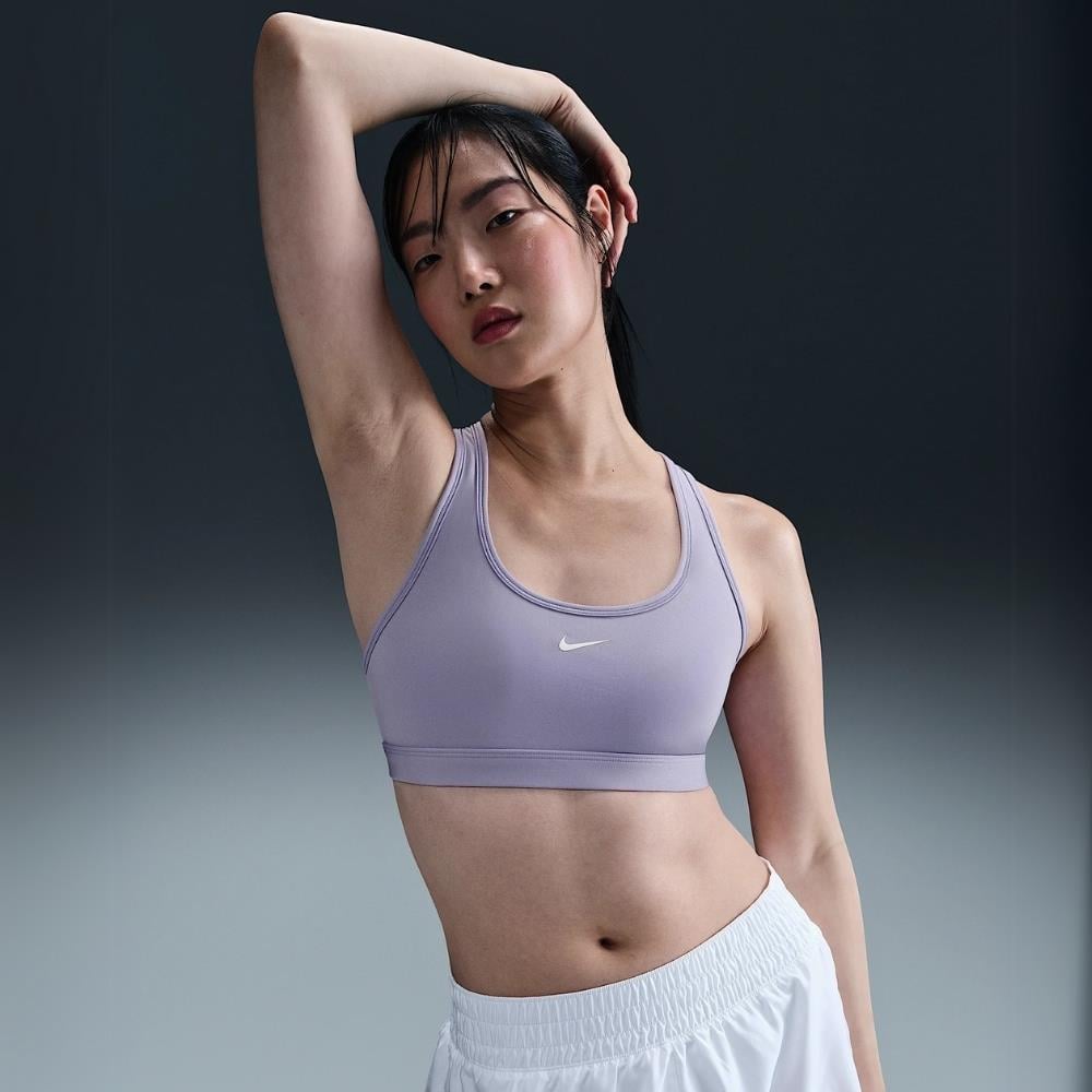 Nike Swoosh Light Support Dolgusuz Spor Sütyeni - Lila