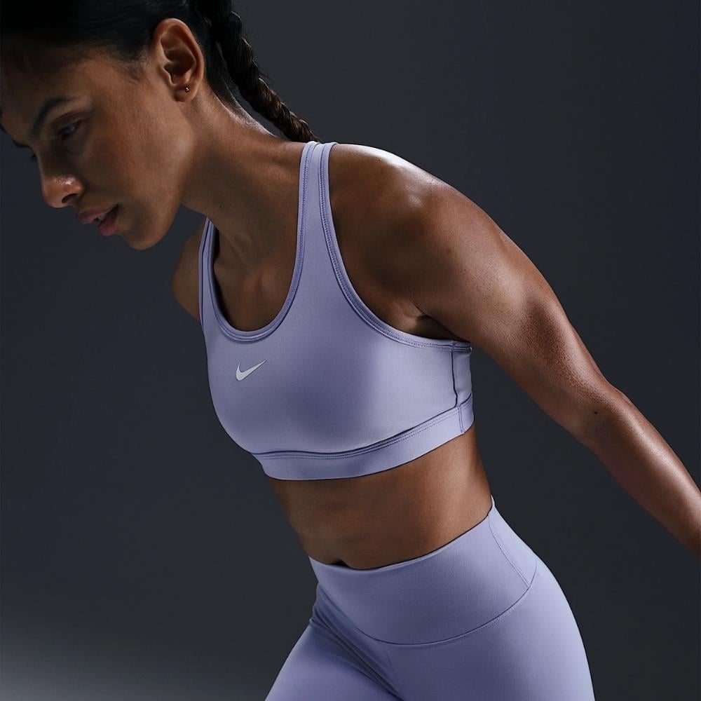 Nike Swoosh Medium Support Dolgulu Spor Sütyeni - Lila