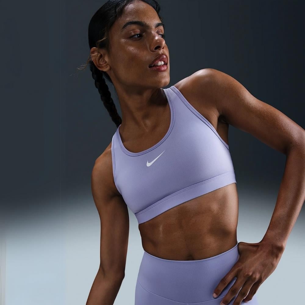 Nike Swoosh Medium Support Dolgulu Spor Sütyeni - Lila