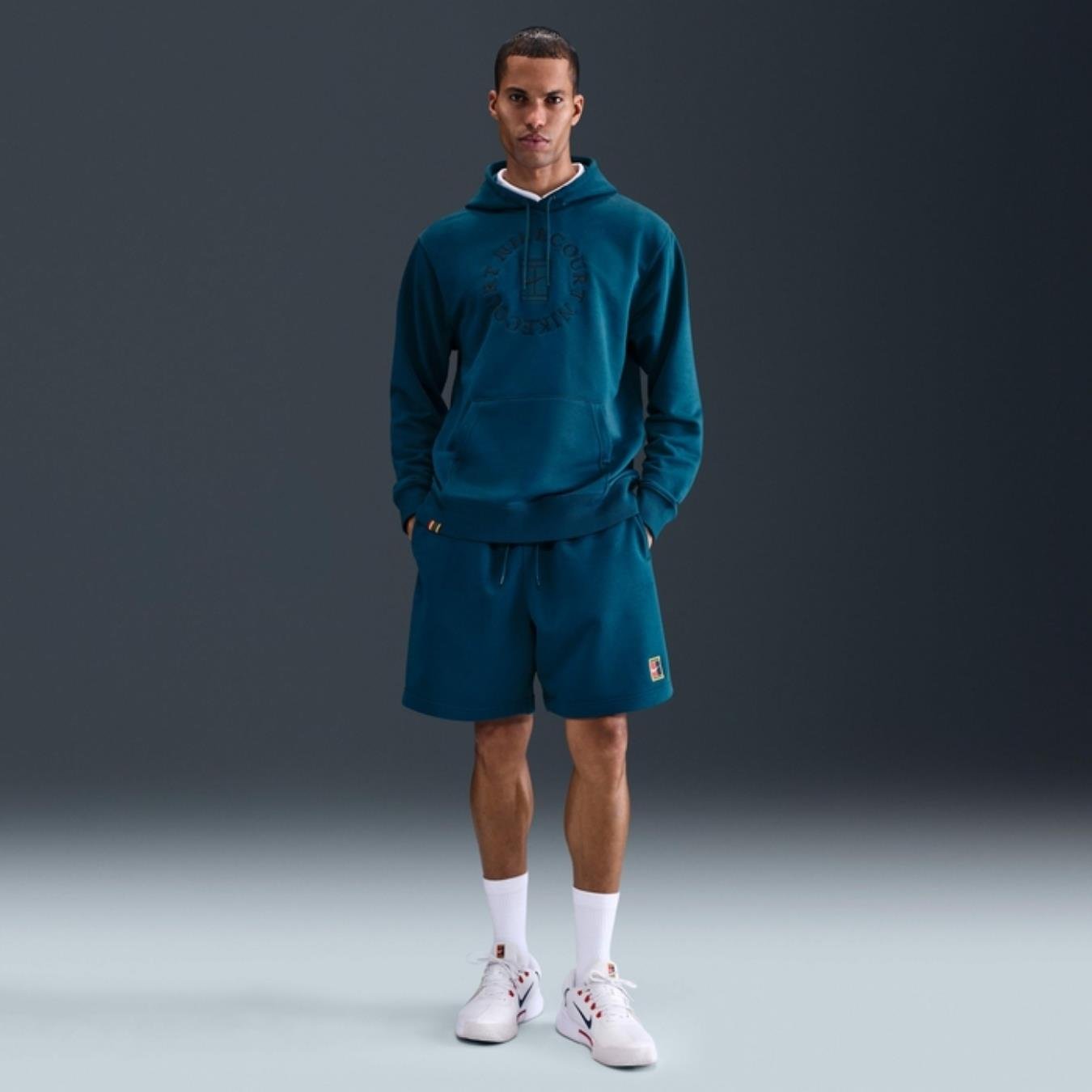 NikeCourt Heritage Dri-FIT Fransız Havlu Kapüşonlu Sweatshirt - Mavi
