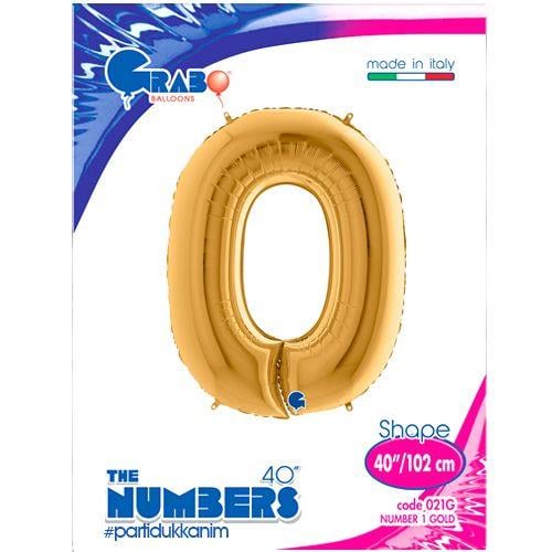 0 Rakam Folyo Balon Gold 100x70 cm