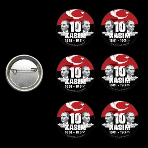 10 Kasım Atatürk'ü anma yaka çanta rozeti 6 li paket Atatürk' ü anma törenleri ölüm yıldönümü törenleri