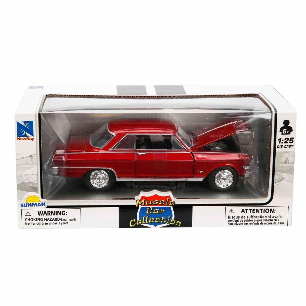 1:25 Muscle Model Araba - 1964 Chevy Nova Ss – Bordo