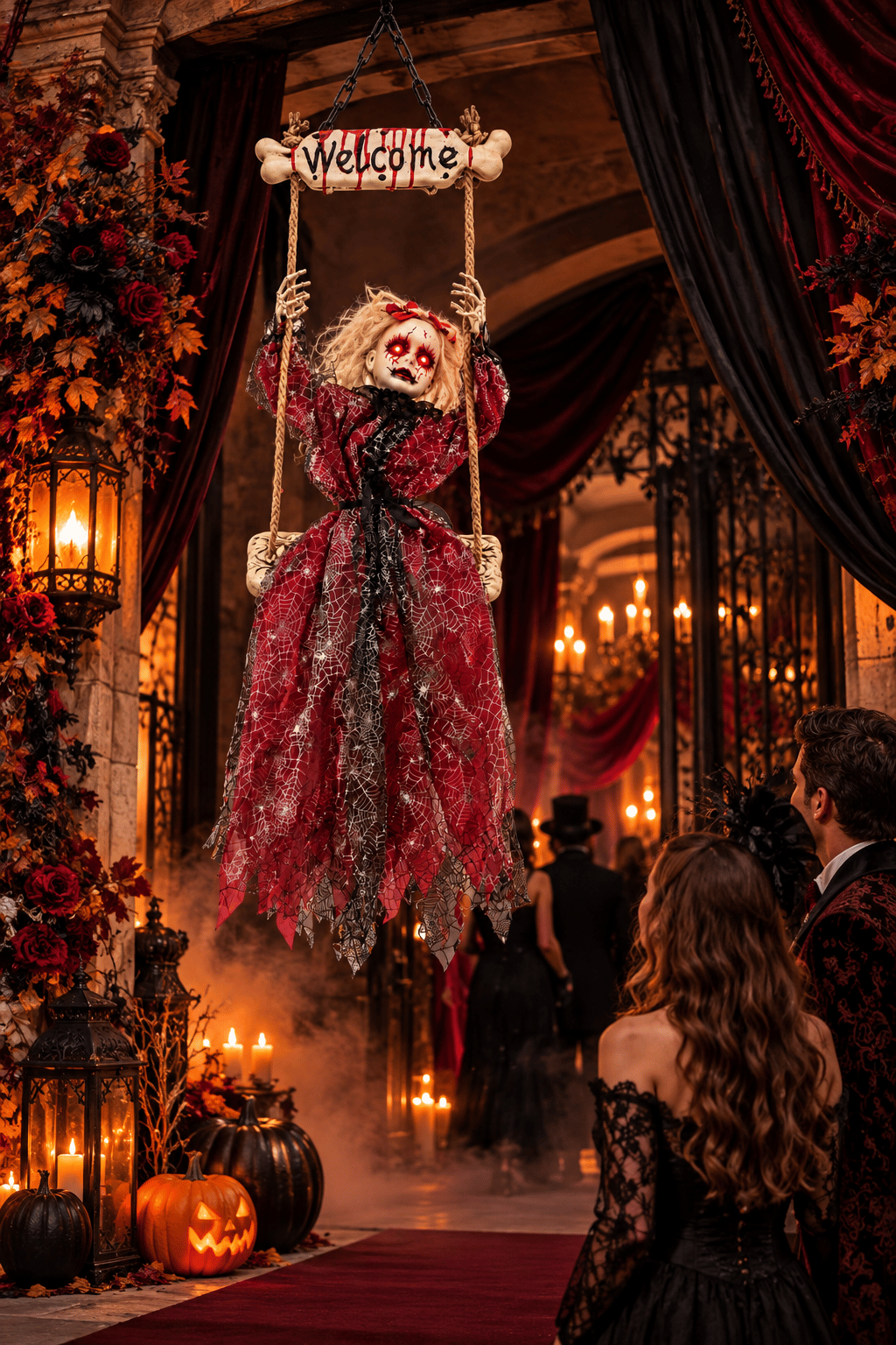 150 cm Işıklı Sensörlü Sesli Halloween Sallanan Korku Figürü Asılabilir Cadı Dekoru