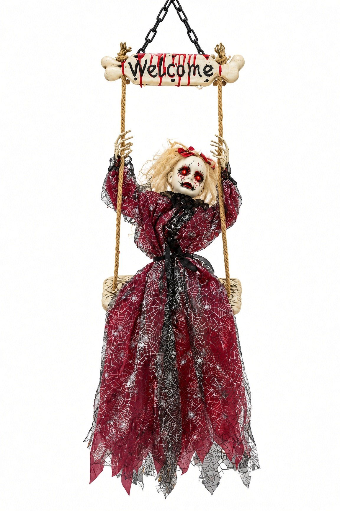 150 cm Işıklı Sensörlü Sesli Halloween Sallanan Korku Figürü Asılabilir Cadı Dekoru