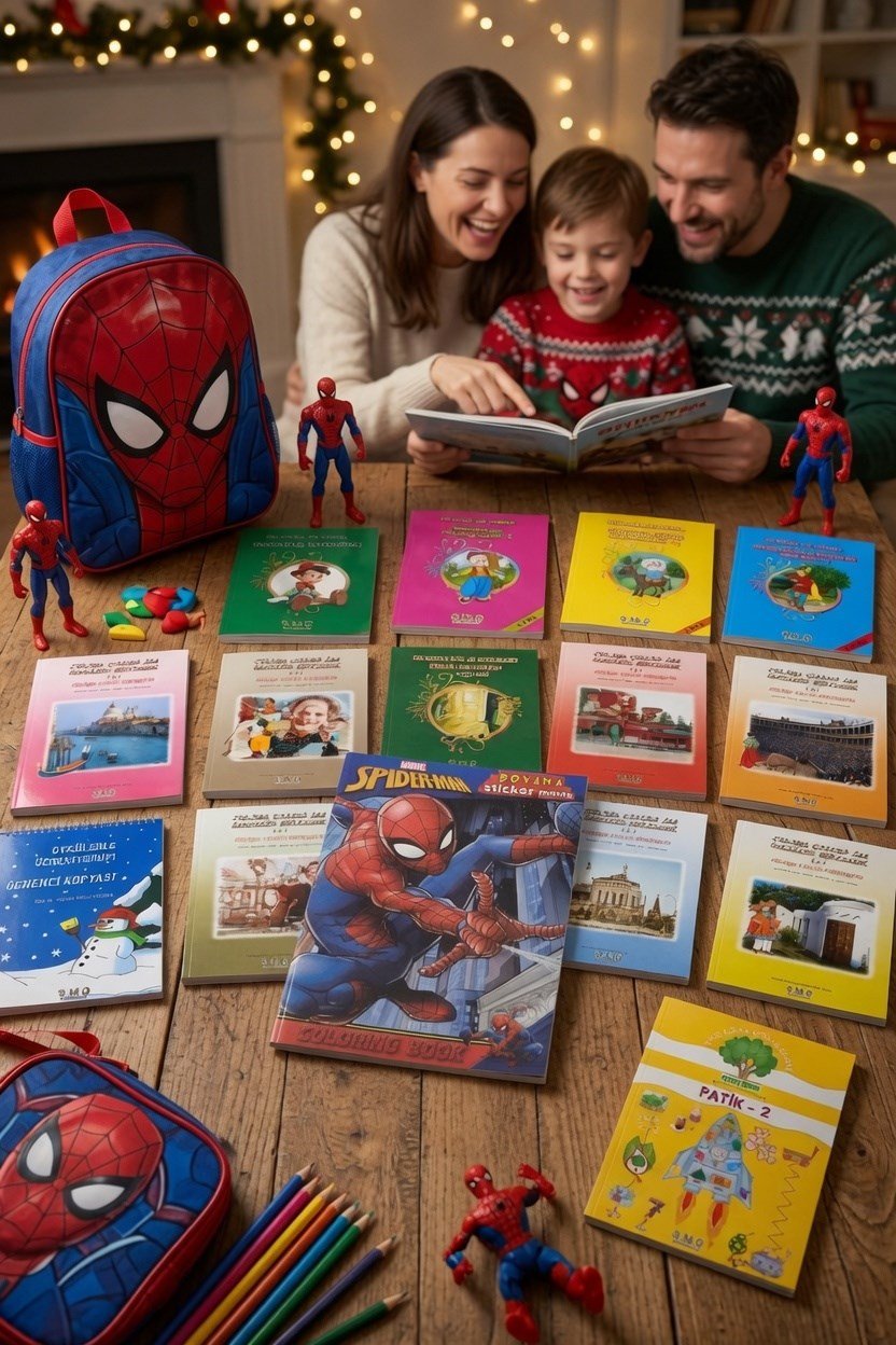 24 lü Tatil Seti Etkinlik-kavram-Boyama-Dikkat-matematik 4-7 yaş + Spider maske boyama stickers