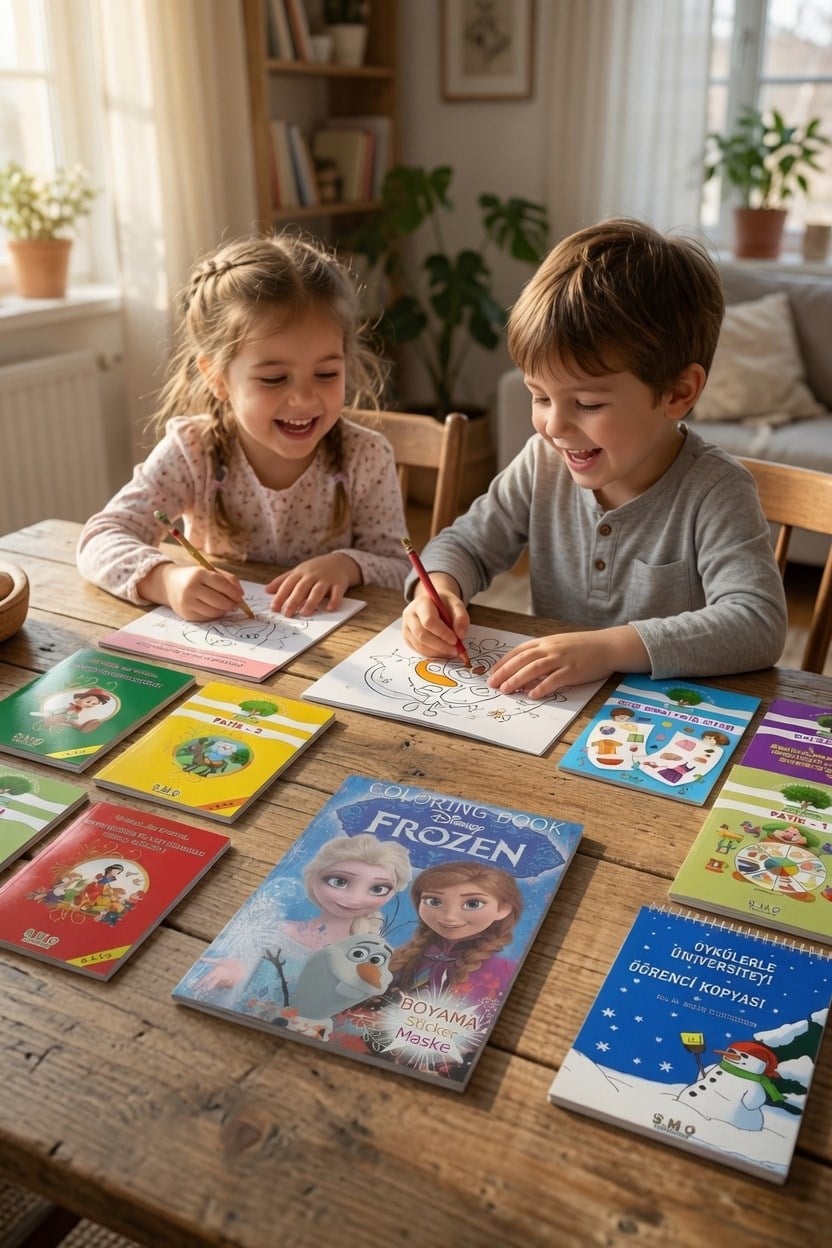 24 lü Tatil Seti Etkinlik-kavram-Boyama-Dikkat-matematik 4-7 yaş + Frozen maske boyama stickers