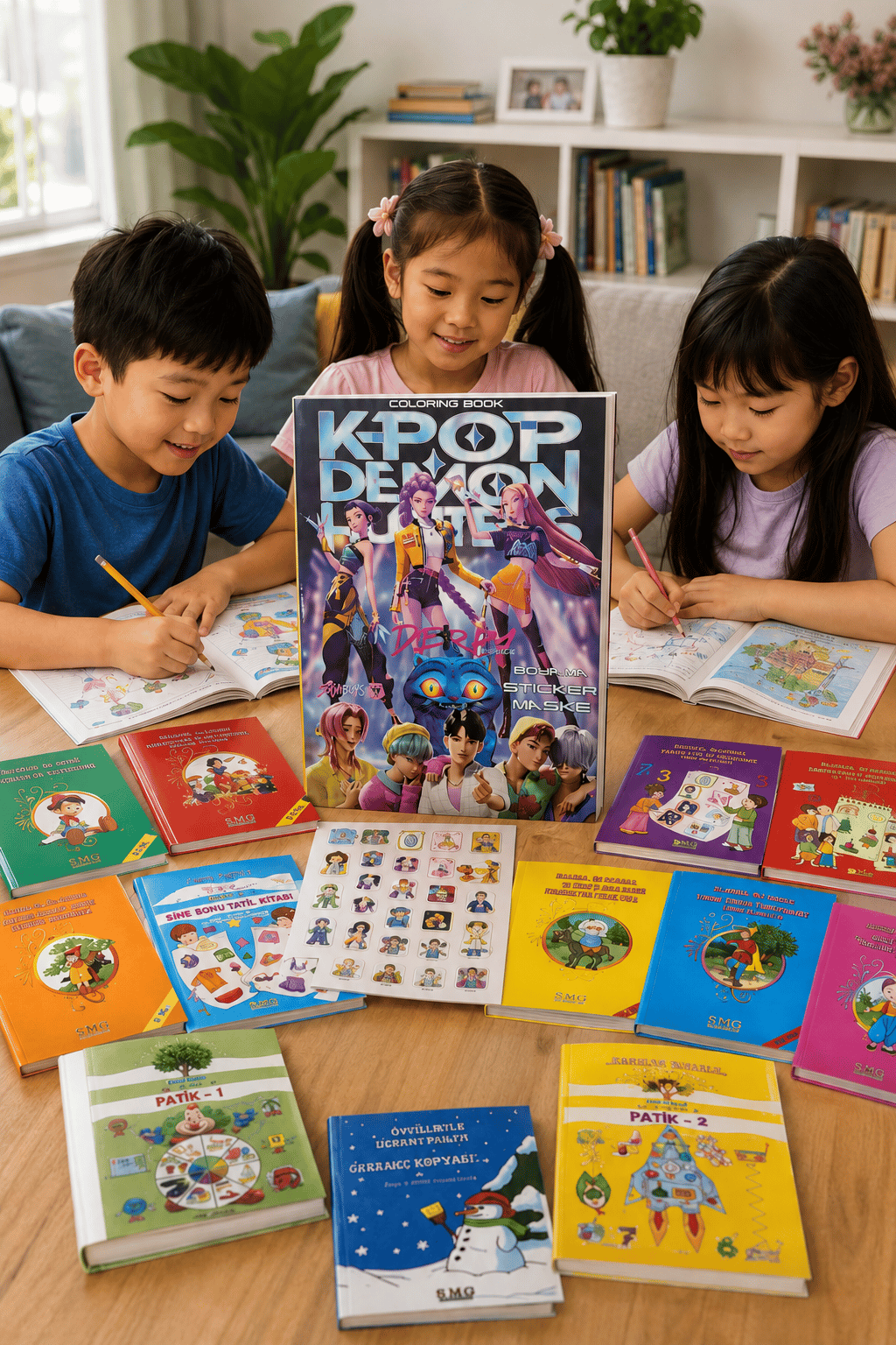 24 lü Tatil Seti Etkinlik-kavram-Boyama-Dikkat-matematik 4-7 yaş + K-POP maske boyama stickers