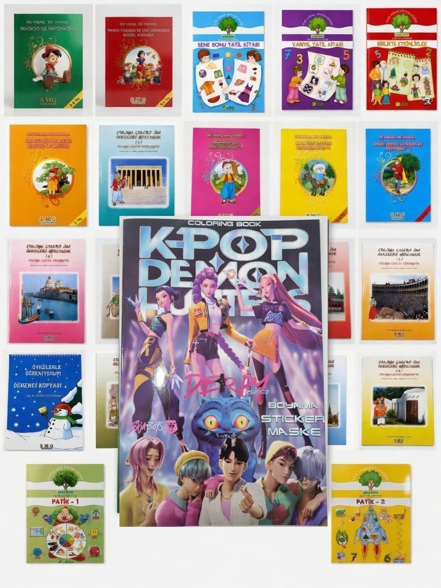 24 lü Tatil Seti Etkinlik-kavram-Boyama-Dikkat-matematik 4-7 yaş + K-POP maske boyama stickers