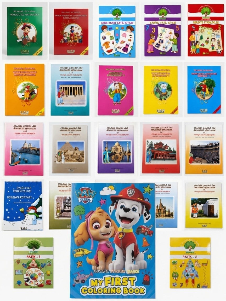24'lü Tatil Seti Etkinlik Kavram Boyama Dikkat Matematik 4-7 Yaş Paw Patrol Hediyeli
